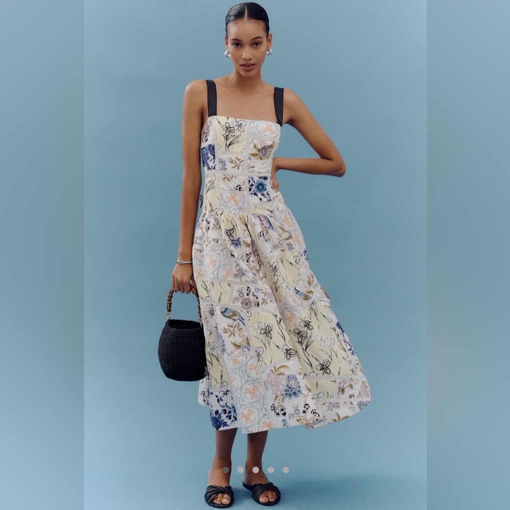 Maeve Cotton Sleeveless Square-Neck Tile
Printed Midi Dress